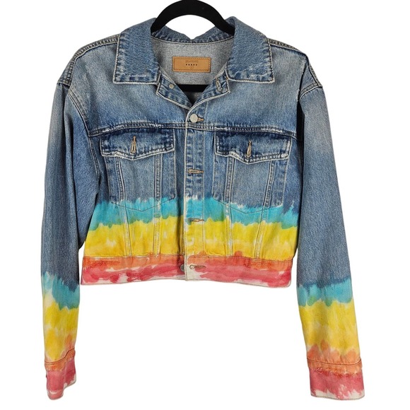BLANKNYC Blow the Bag Jeans Cropped Multicolor Jean Jacket S - Picture 1 of 12